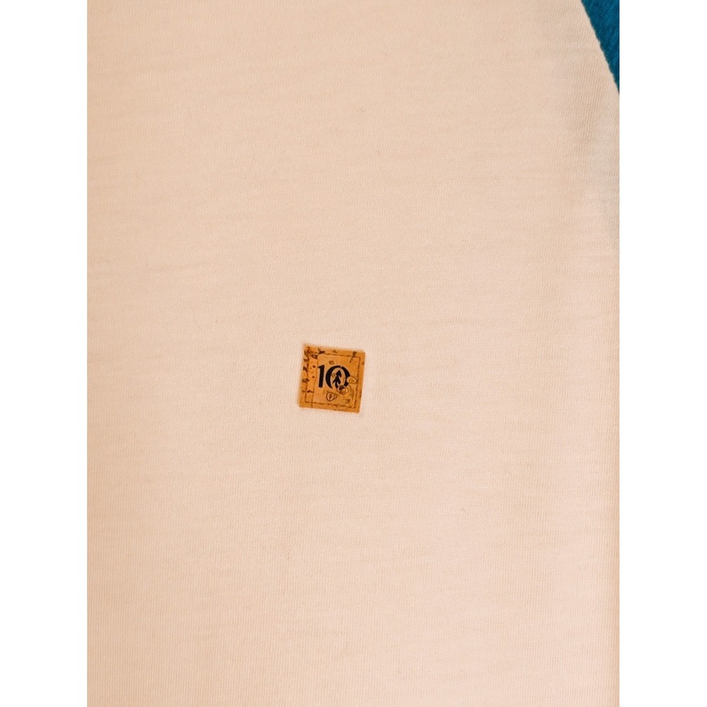 TreeBlend Classic Henley 3/4 Sleeves Teal & Ivory L Ethical Manufacturing - Picture 8 of 9